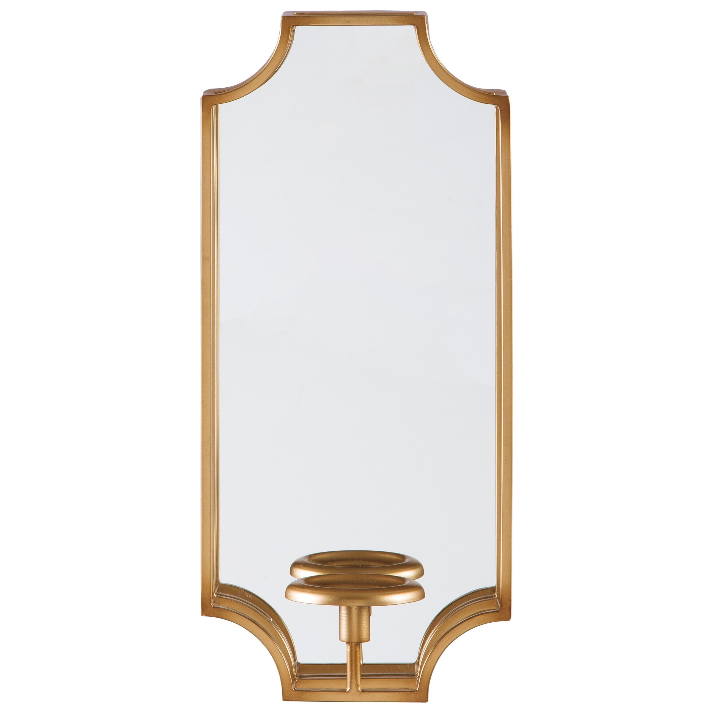 Signature Design by Ashley Accent Mirrors A8010153 Dumi Gold Finish Wall Sconce Mirror Furniture and ApplianceMart Wall Mirrors